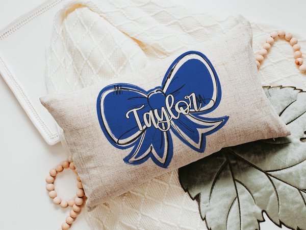 CapableByDesign personalized coquette bow throw pillows