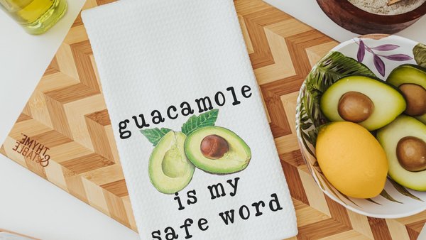 safe word funny kitchen towels, guacamole gift, sassy gifts, deviled eggs kitchen hand towels, smut reader gift, trendy Mothers day gifts