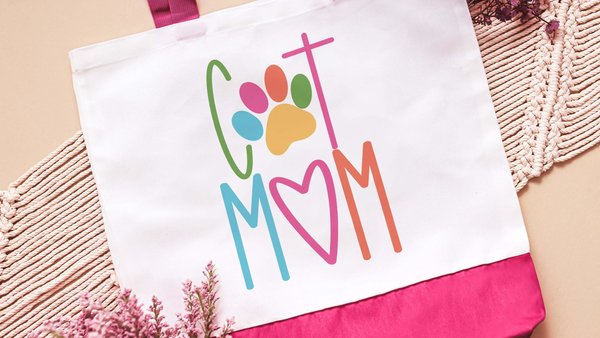 colorful cat paw print tote bag for cat lover, cat mom Mothers day gift from cat, cute tote shopping bag, trending now cat mama gifts, best