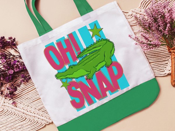Oh snap alligator tote bag 