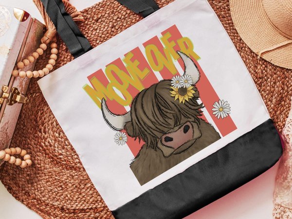 Moove over funny cow tote bag 