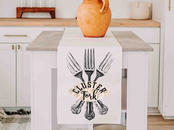 Cluster fork funny table runner 