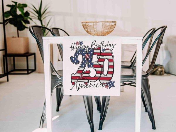 Happy birthday America 250 Years&nbsp; patriotic table runner
