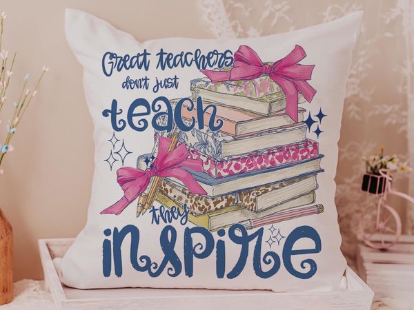 Teachers inspire book lover throw pillow for classroom