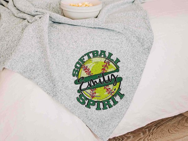 CapableByDesign personalized team spirit softball throw blanket with name