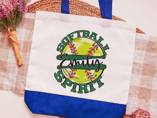 CapableByDesign personalized softball spirit matching tote bag and wristlet