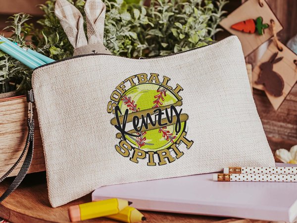 CapableByDesign personalized softball spirit matching tote bag and wristlet