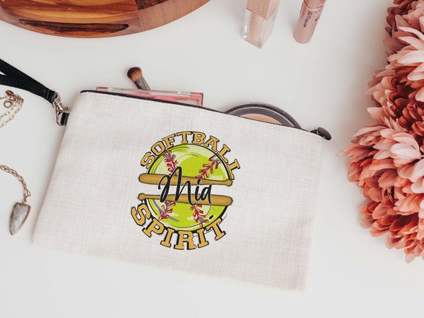 CapableByDesign personalized softball spirit matching tote bag and wristlet