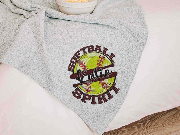 CapableByDesign personalized team spirit softball throw blanket with name