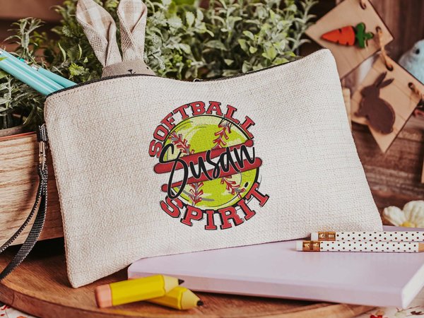 CapableByDesign personalized softball spirit matching tote bag and wristlet