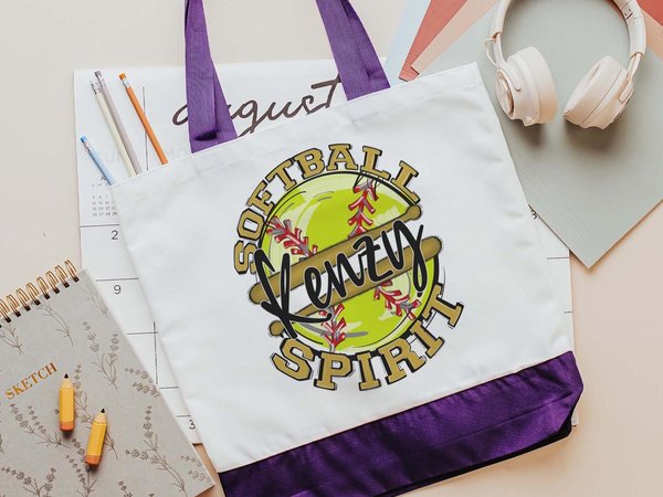 CapableByDesign personalized softball spirit matching tote bag and wristlet
